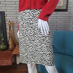 Black And White Pencil Skirt Abstract Print Veronica Beard Animal Size 8